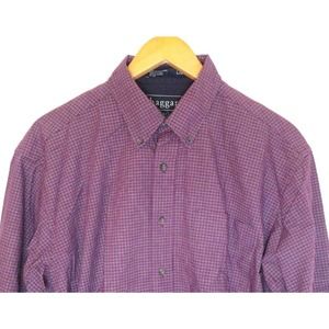 Haggar Generations Men’s Dress Shirt Cotton Checkered Long Sleeve Button Size L